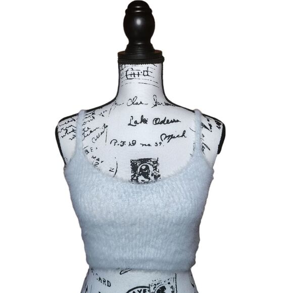 Wild Fable y2k style fuzzy Baby Blue Crop Tank Top small - Picture 1 of 9